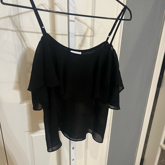 Misa Los Angeles Revolve Marina Cold Shoulder Black Ink Shirt XS - Picture 3 of 6